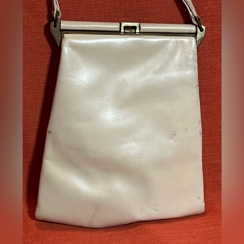 Waldman Vintage Ivory leather Metal frame evening Hand Bag
